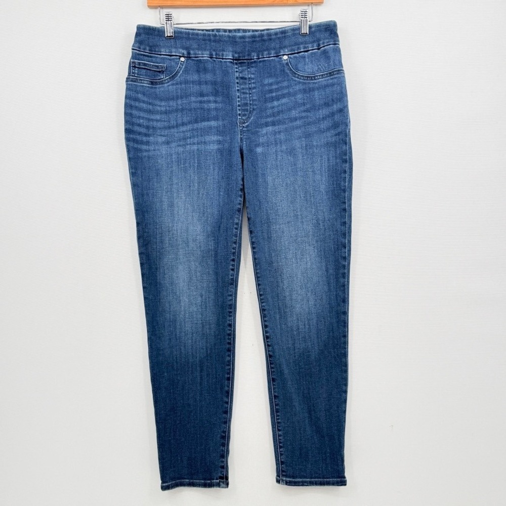 Chico's Jegging Ankle Pants Women 1 8 Blue Denim Pull On Stretch Slim Chic